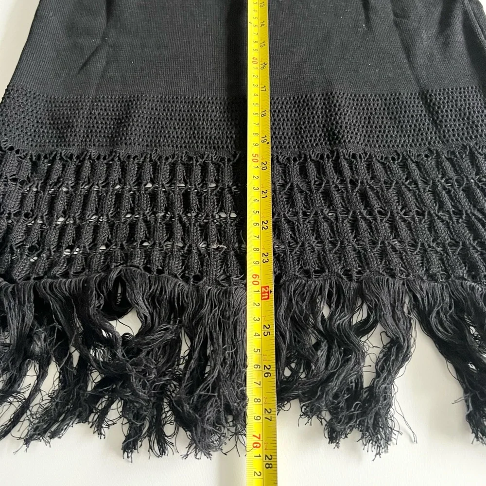 Bobi Black Crochet Two Piece top & midi skirt Set Size M